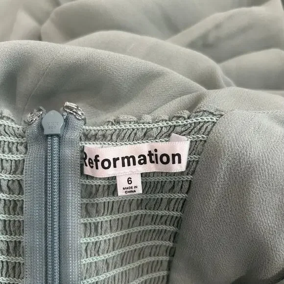 Reformation Celadon Green Westerly Tie Strap Maxi Dress Bridesmaid Size 6 - Picture 8 of 10